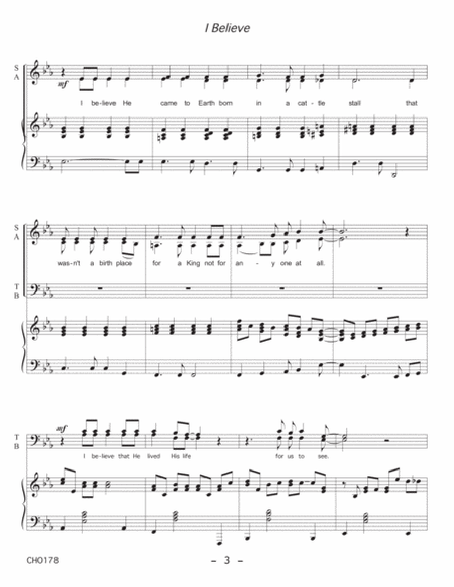 I BELIEVE - SATB CHOIR (div) with Piano Accompaniment image number null