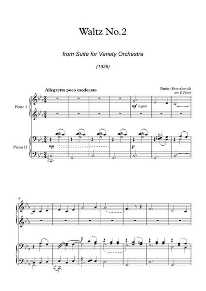 D. Shostakovich - WALTZ No.2 from Suite for Variety Orchestra - piano 4 hands image number null