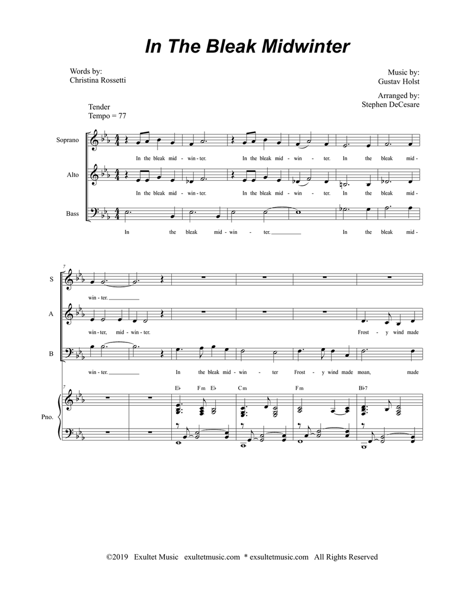 In The Bleak Midwinter (Vocal Trio - (SAB)