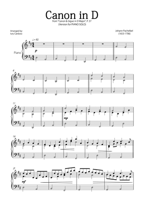 "Canon in D" by Pachelbel - Version for PIANO SOLO