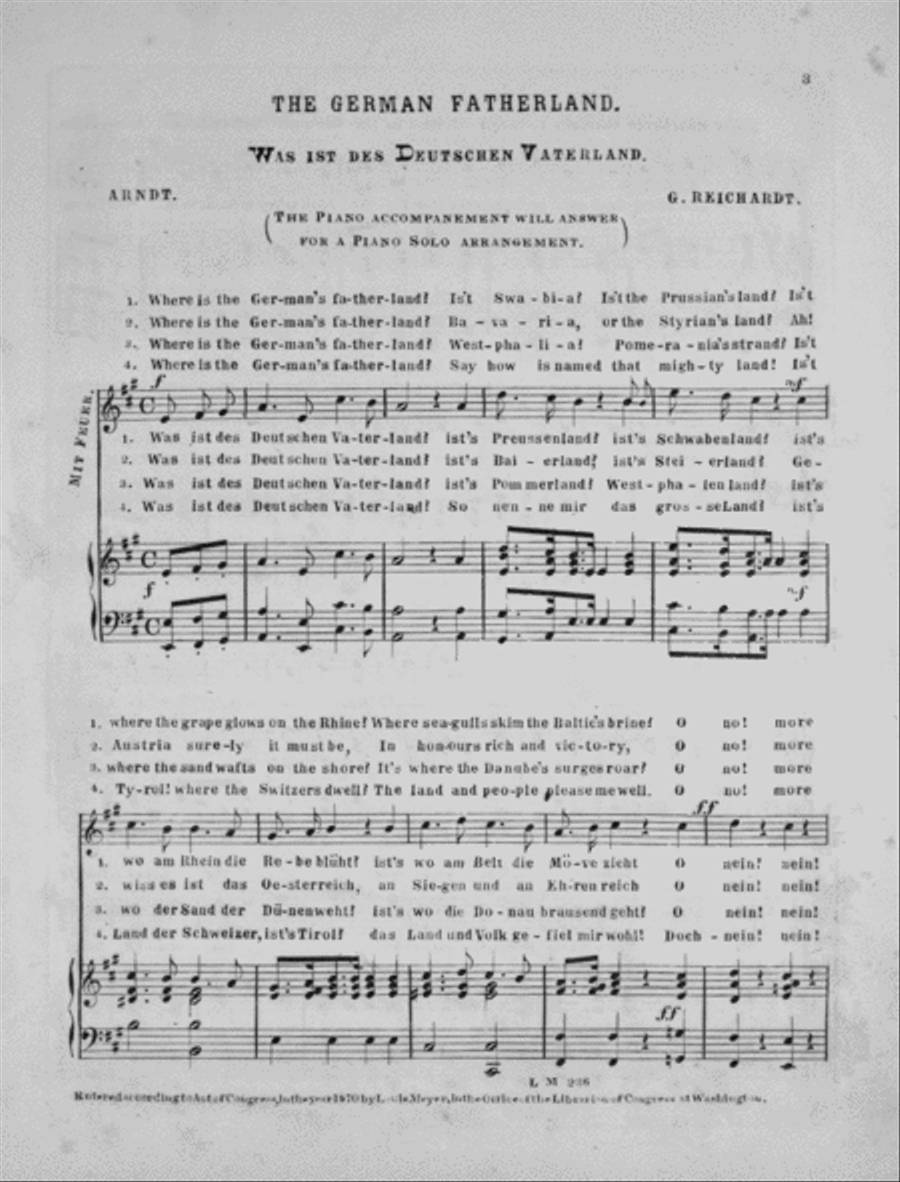The German Fatherland. Was Ist Des Deutschen Vaterland? German National Song Voice scores gallery preview page 2