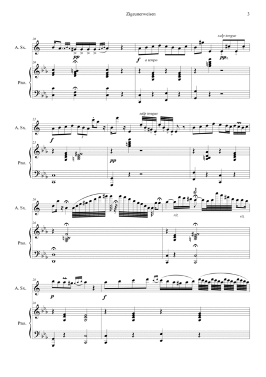 Zigeunerweisen Op.20 Alto Saxophone scores gallery preview page 3