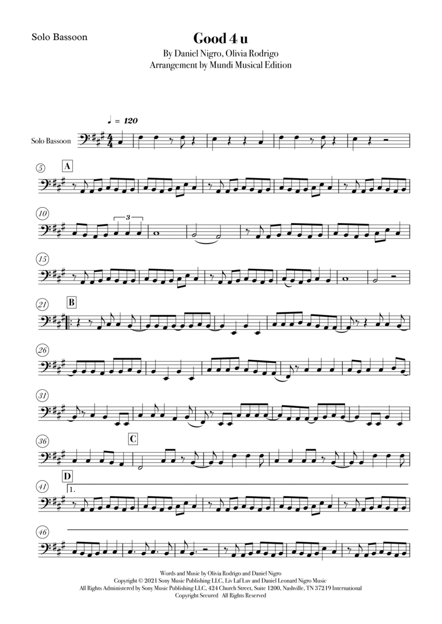 Good 4 U Bassoon Solo scores gallery preview page 1