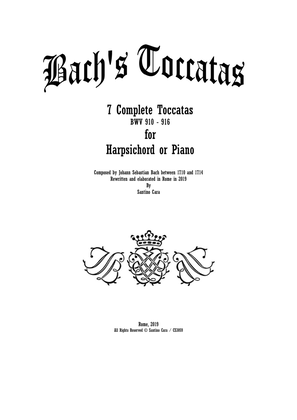 Book cover for Bach's Toccatas BWV 910-916 for Harpsichord or Piano - Complete scores