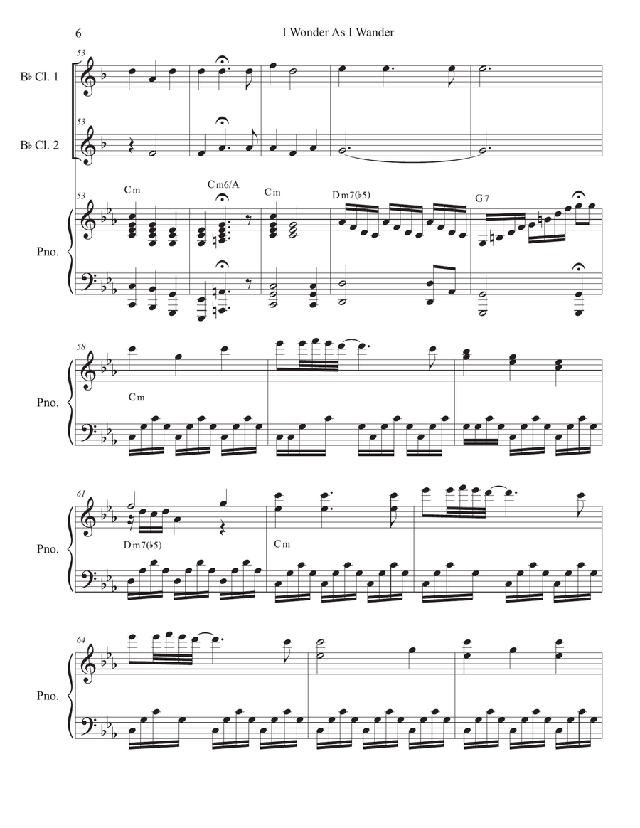 I Wonder As I Wander Clarinet Duet scores gallery preview page 6