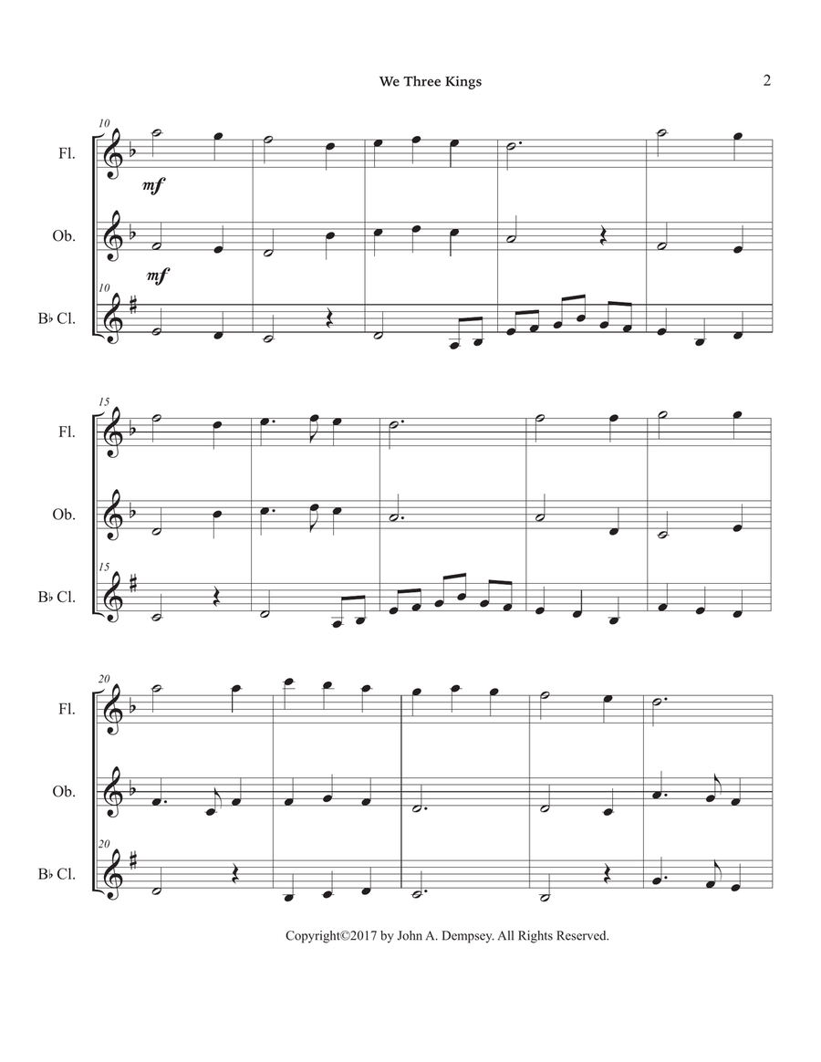 We Three Kings (Woodwind Trio for Flute, Oboe and Clarinet) Woodwind Trio scores gallery preview page 6