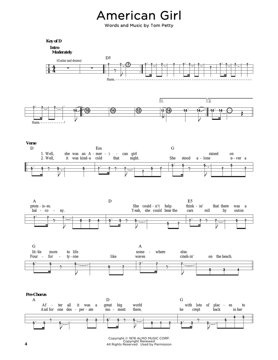 American Girl Bass Guitar scores gallery preview page 1