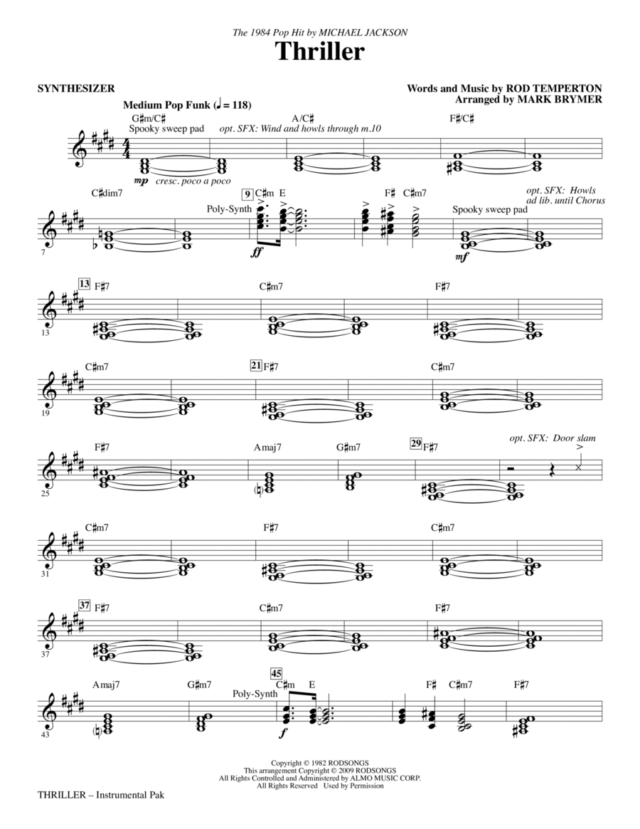 Thriller - Synthesizer Choir scores gallery preview page 1