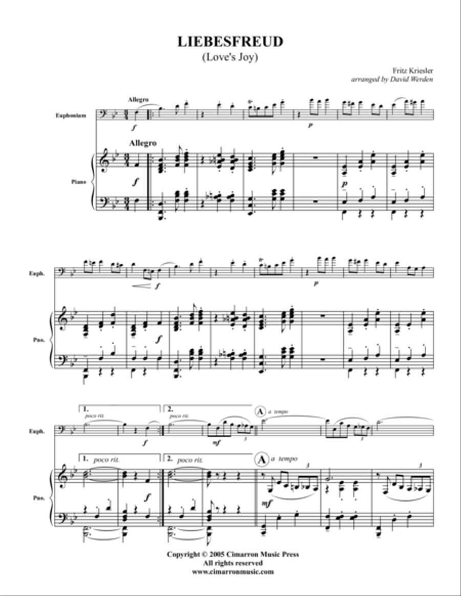 Liebesfreud (Love's Joy) Clarinet scores gallery preview page 2