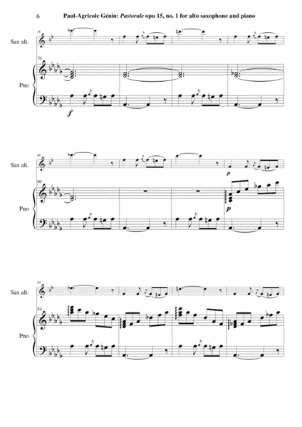 Paul-Agricole Génin: Pastorale, Opus 15, no. 1 for alto saxophone and piano