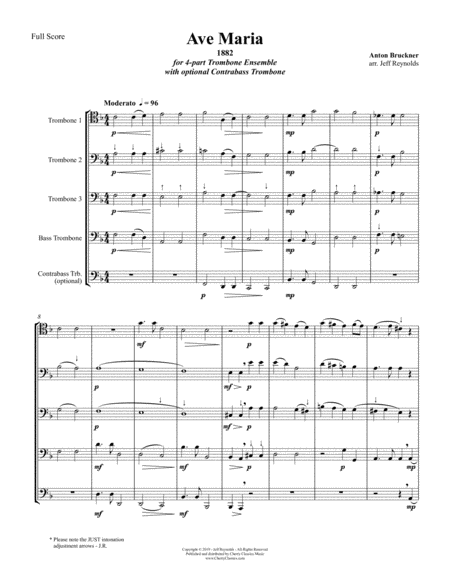 Ave Maria (1882 WAB 7) for 4-part Trombone Ensemble