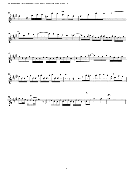 Fugue 13 from Well-Tempered Clavier, Book 1 (Clarinet Quartet) image number null