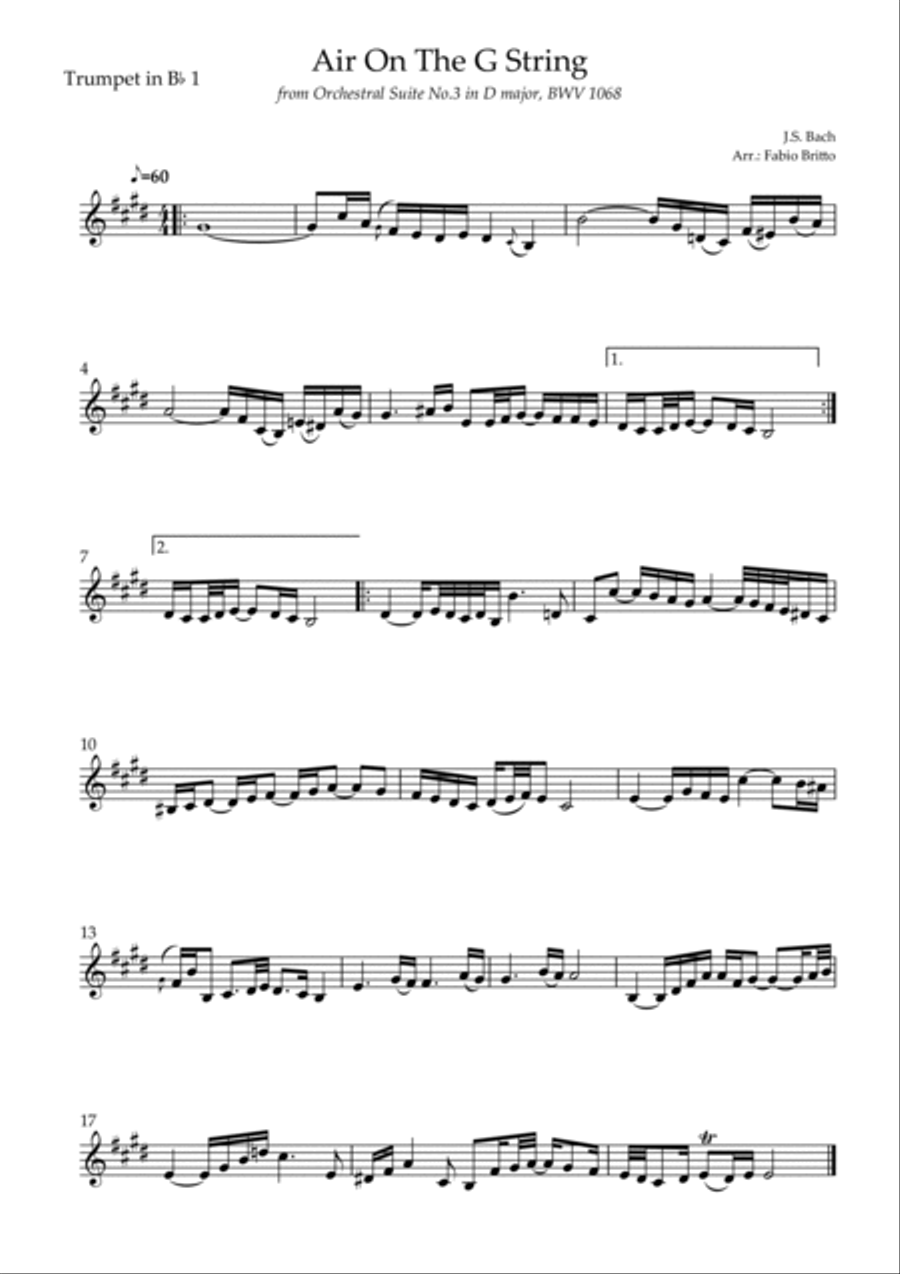 Air On The G String (J.S. Bach) for Trumpet in Bb Trio Trumpet Trio scores gallery preview page 3