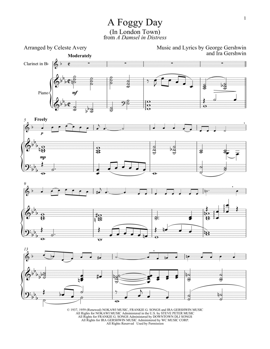 A Foggy Day (In London Town) (from A Damsel In Distress) Clarinet Solo scores gallery preview page 1
