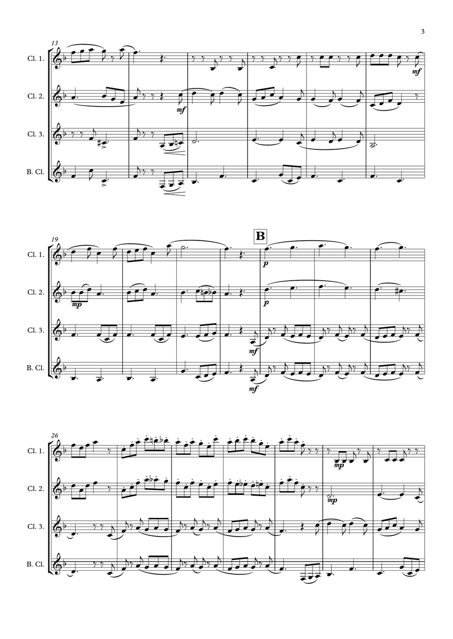 The Teddy Bears' Picnic - Clarinet Quartet The Teddy Bears' Picnic - Clarinet Quartet Clarinet Quartet scores gallery preview page 3