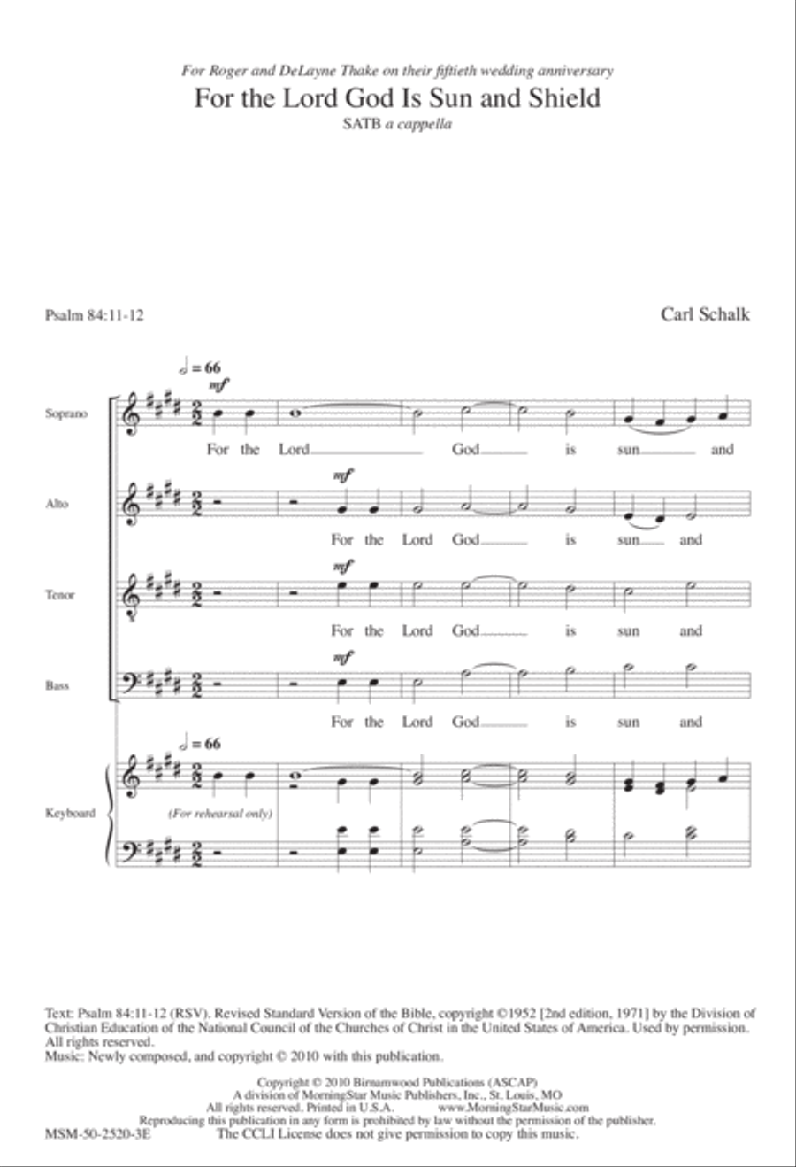 For the Lord God Is Sun and Shield 4-Part scores gallery preview page 2