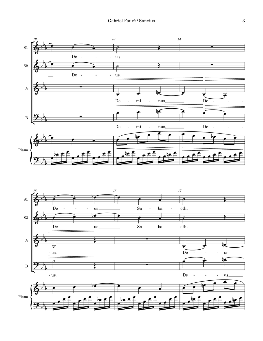 Sanctus (from the Fauré Requiem) (SSAB) Choir scores gallery preview page 3