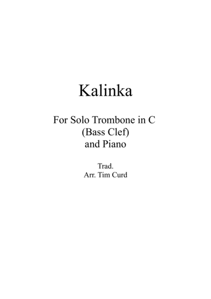 Kalinka for Solo Trombone/Euphonium in C (bass clef) and Piano image number null