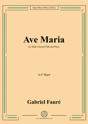 Book cover for Fauré-Ave Maria,in F Major,for Male Chorus(TTB) and Piano