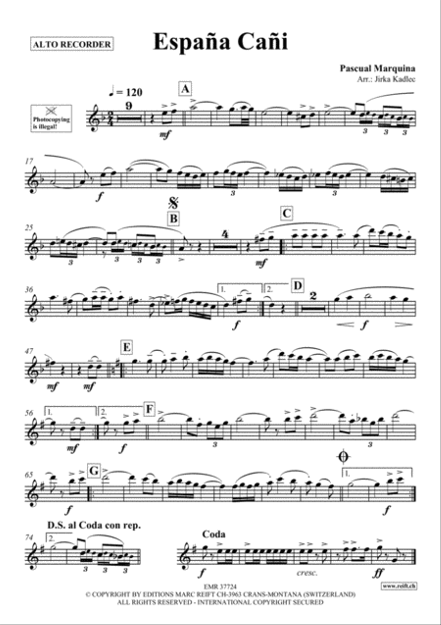Espana Cani Espana Cani Alto Recorder scores gallery preview page 2