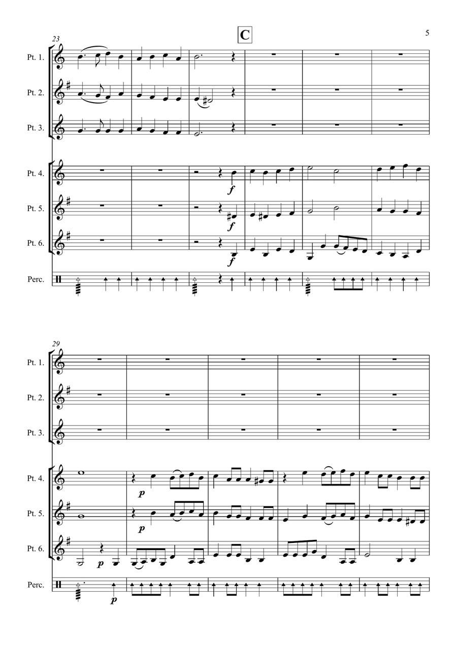 Four Gastoldi Madrigals (6-part brass choir) Small Ensemble scores gallery preview page 5