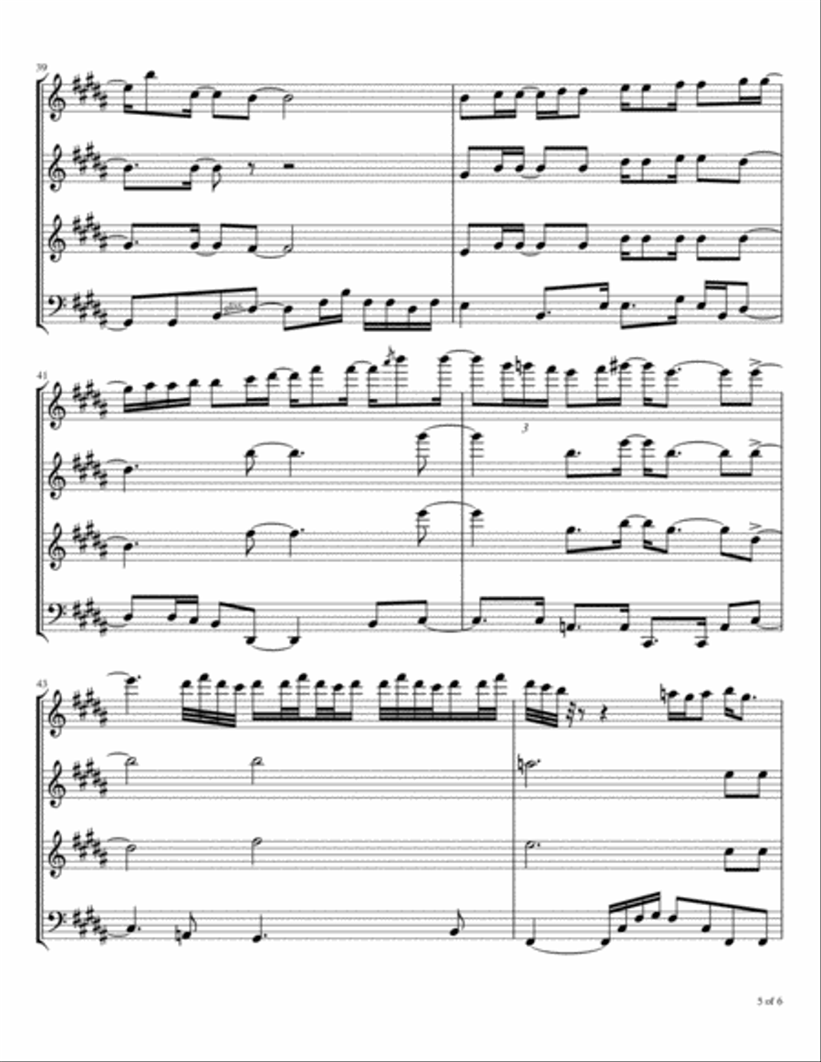 Lo, How A Rose E'er Blooming Woodwind Quartet scores gallery preview page 6