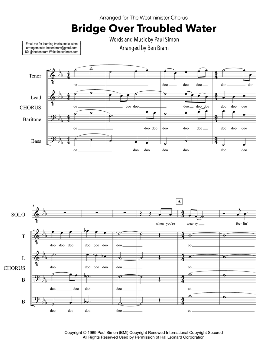 Bridge Over Troubled Water TTBB scores gallery preview page 1