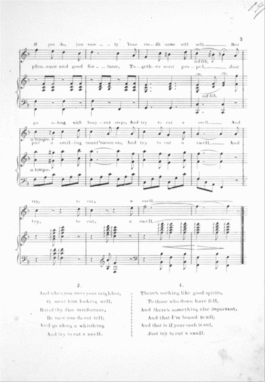 Just Try To Cut A Swell, or, What's the Use of Talking. Song & Chorus. Quartette Choir scores gallery preview page 3