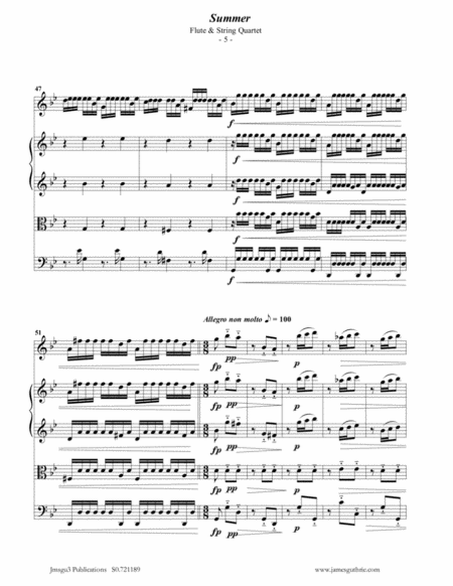 Vivaldi: Summer from the Four Seasons for Flute & String Quartet image number null