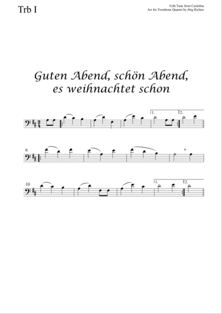 Good evening, good evening, it's already Christmas for Trombone Quartet Brass Quartet scores gallery preview page 3