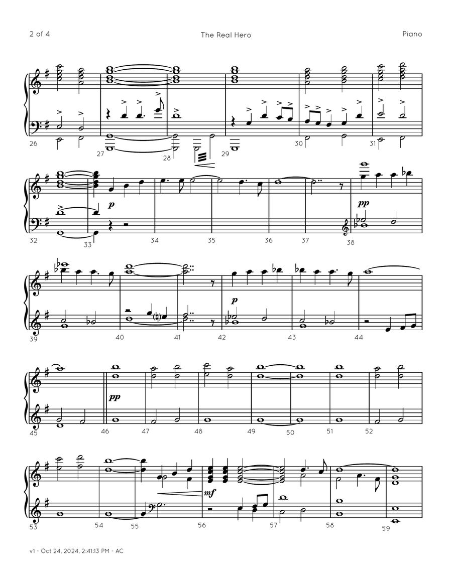 The Real Hero Piano Solo scores gallery preview page 2