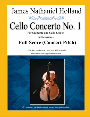 Cello Concerto No. 1, Full Orchestral Score Only - Score Only