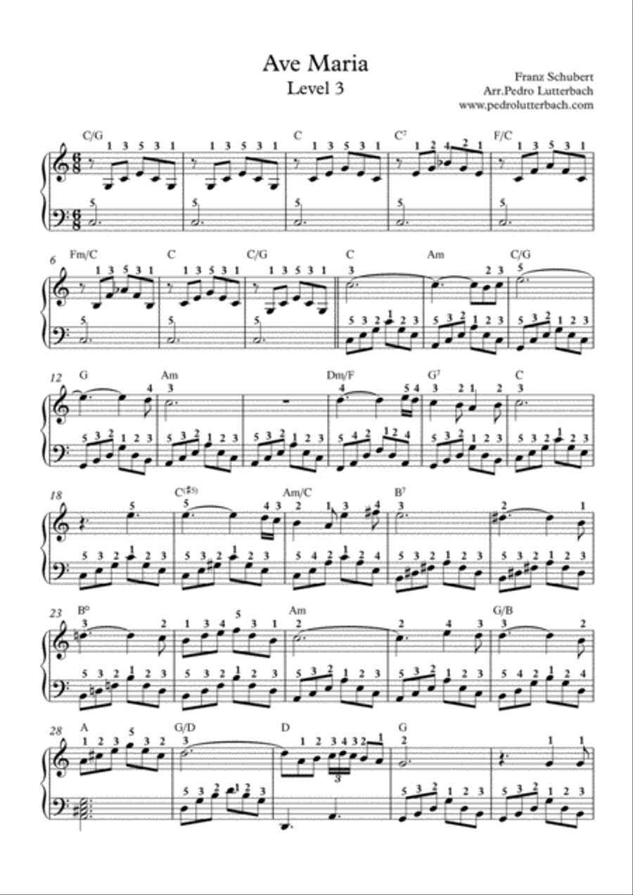 Ave Maria From Schubert Easy Piano scores gallery preview page 1