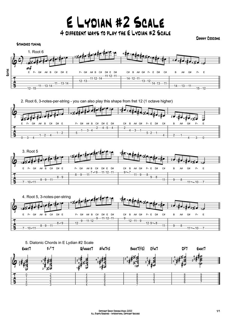 E Lydian 2 Scale 4 Ways to Play by Traditional Electric