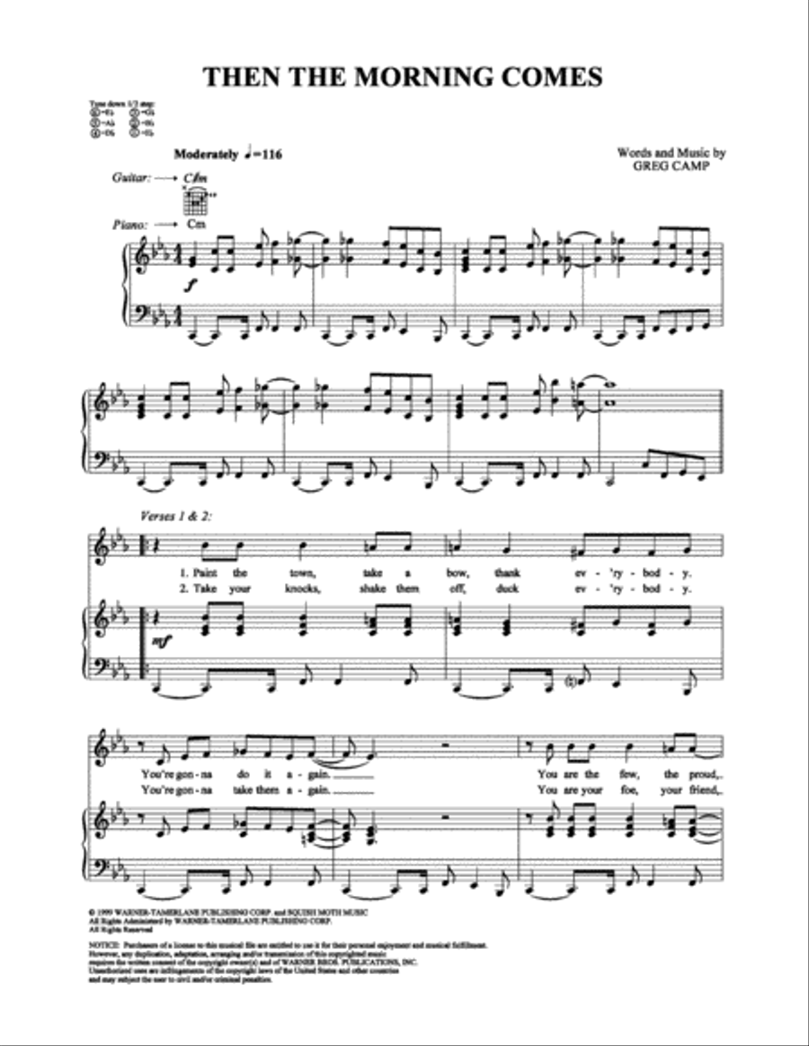 Then the Morning Comes Piano, Vocal, Guitar scores gallery preview page 1