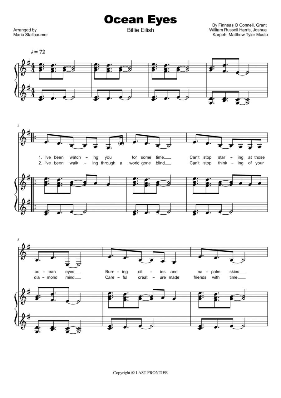 Ocean Eyes Voice scores gallery preview page 1