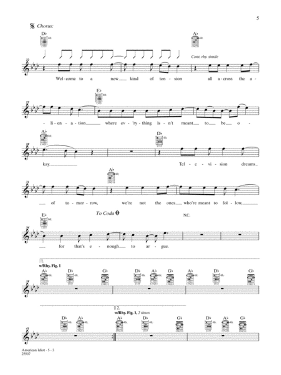 American Idiot Easy Guitar scores gallery preview page 3