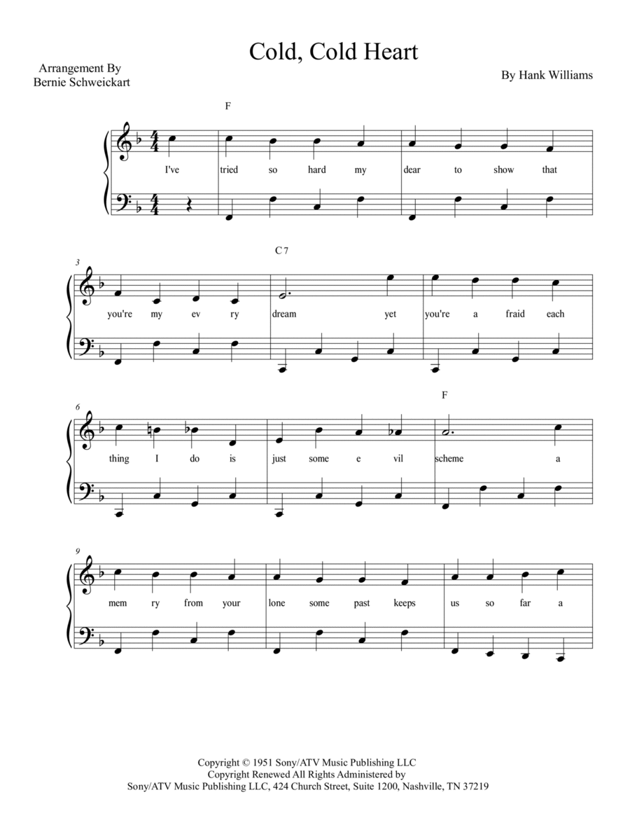 Cold, Cold Heart Cold, Cold Heart A Cappella scores gallery preview page 1