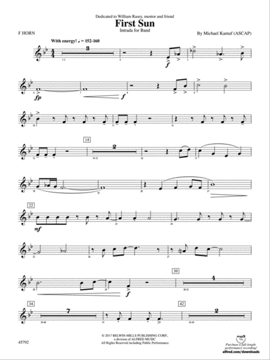 First Sun: 1st F Horn Concert Band scores gallery preview page 1