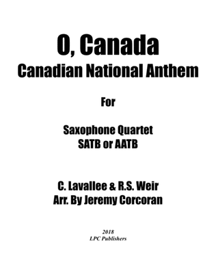 O, Canada for Saxophone Quartet (SATB or AATB)