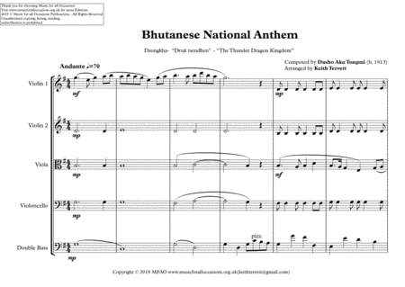 Bhutanese National Anthem for String Orchestra image number null