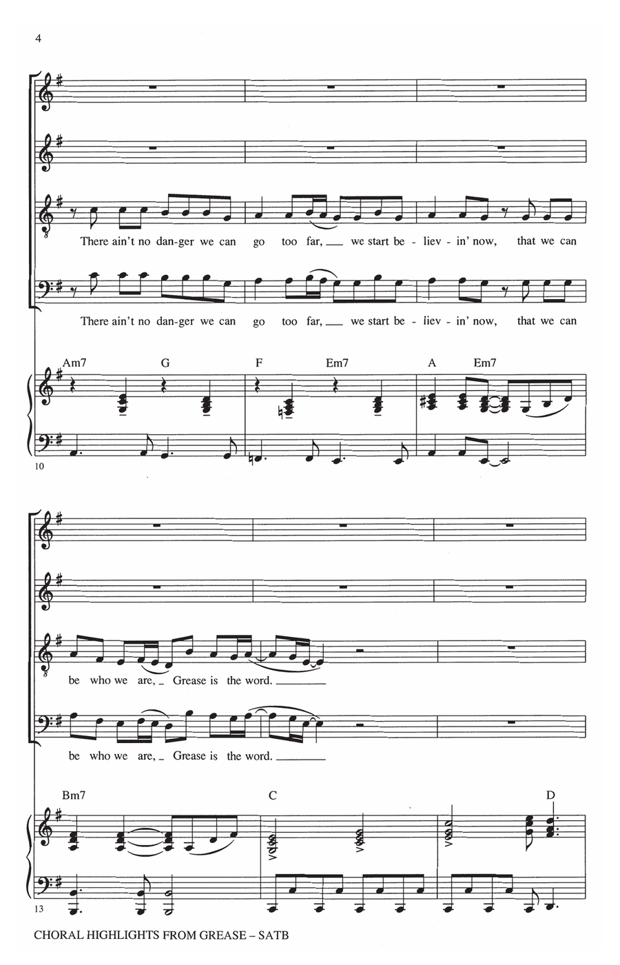 Choral Highlights from Grease 4-Part scores gallery preview page 3