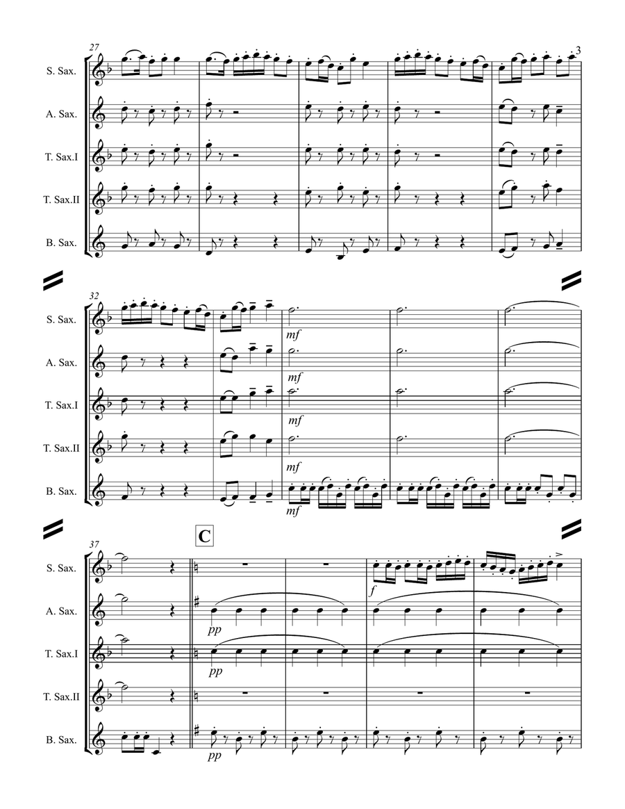 Procession of the Nobles from Mlada (for Saxophone Quintet SATTB) Saxophone Quintet scores gallery preview page 4