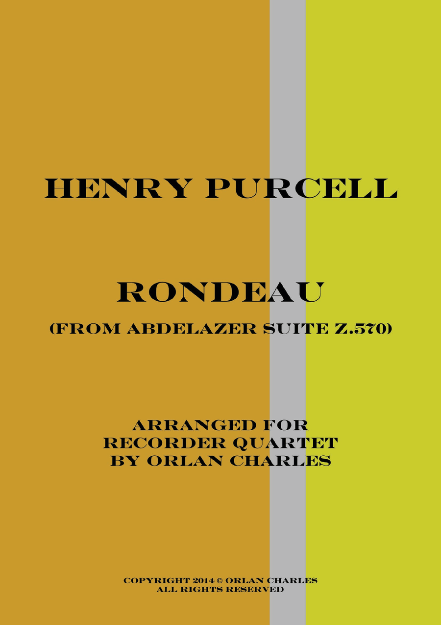 Book cover for Henry Purcell - Rondeau - From Abdelazer Suite - for recorder quartet