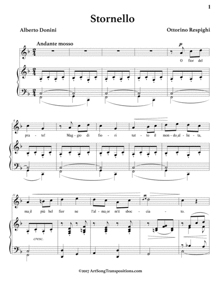 RESPIGHI: Stornello (transposed to F major)