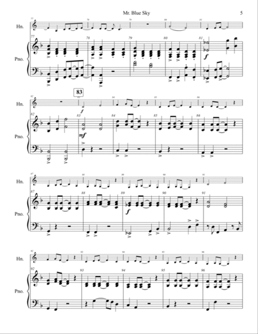 Mr. Blue Sky Horn scores gallery preview page 6