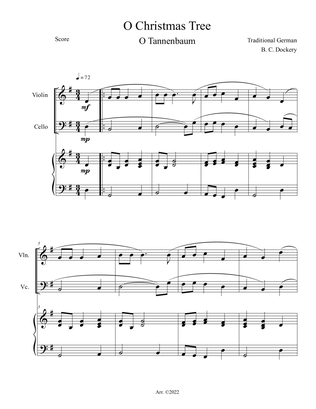 O Christmas Tree (O Tannenbaum) for Violin and Cello Duet with Piano Accompaniment