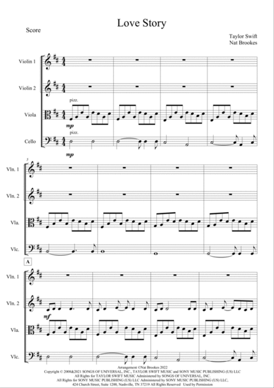 Love Story String Quartet scores gallery preview page 2
