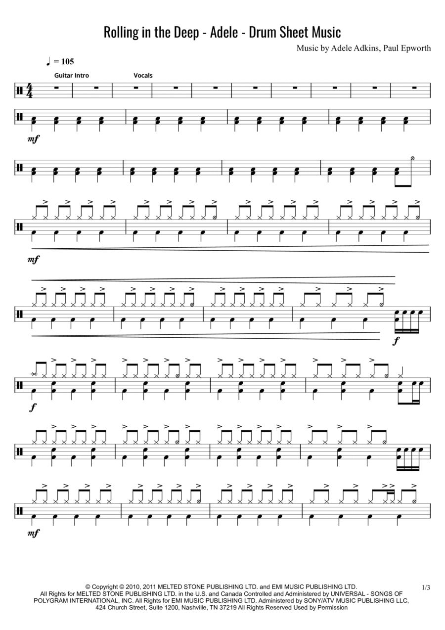 Rolling In The Deep Drum Set scores gallery preview page 1