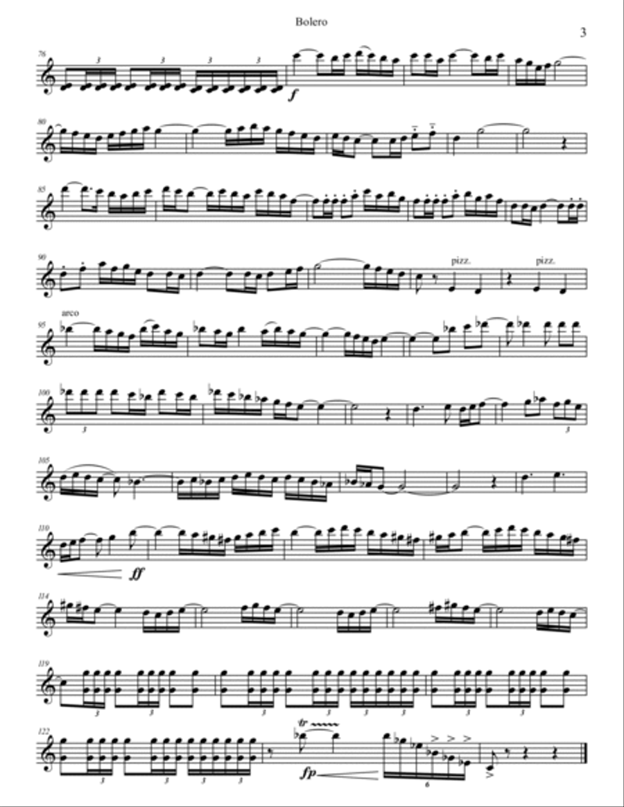 Bolero by Ravel (arranged for String Trio) String Trio scores gallery preview page 3